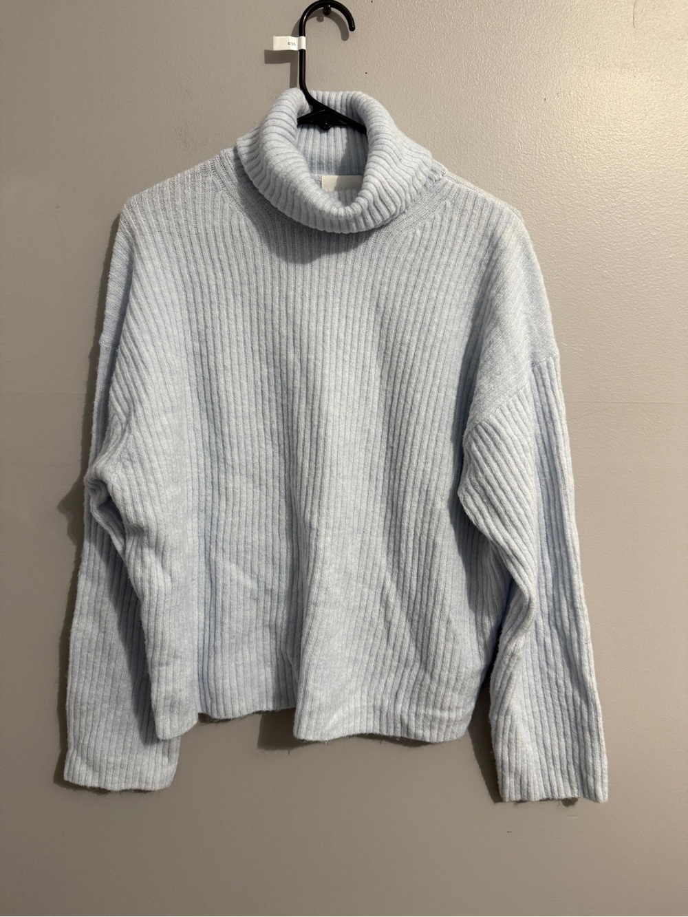HM Sweater Womens Small Turtleneck Baby Blue Soft Ribbed Modest Comfort